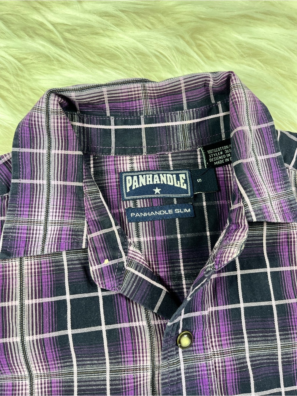 Panhandle Slim Pearl Snap Shirt Men's S Purple Plaid - Picture 3 of 6